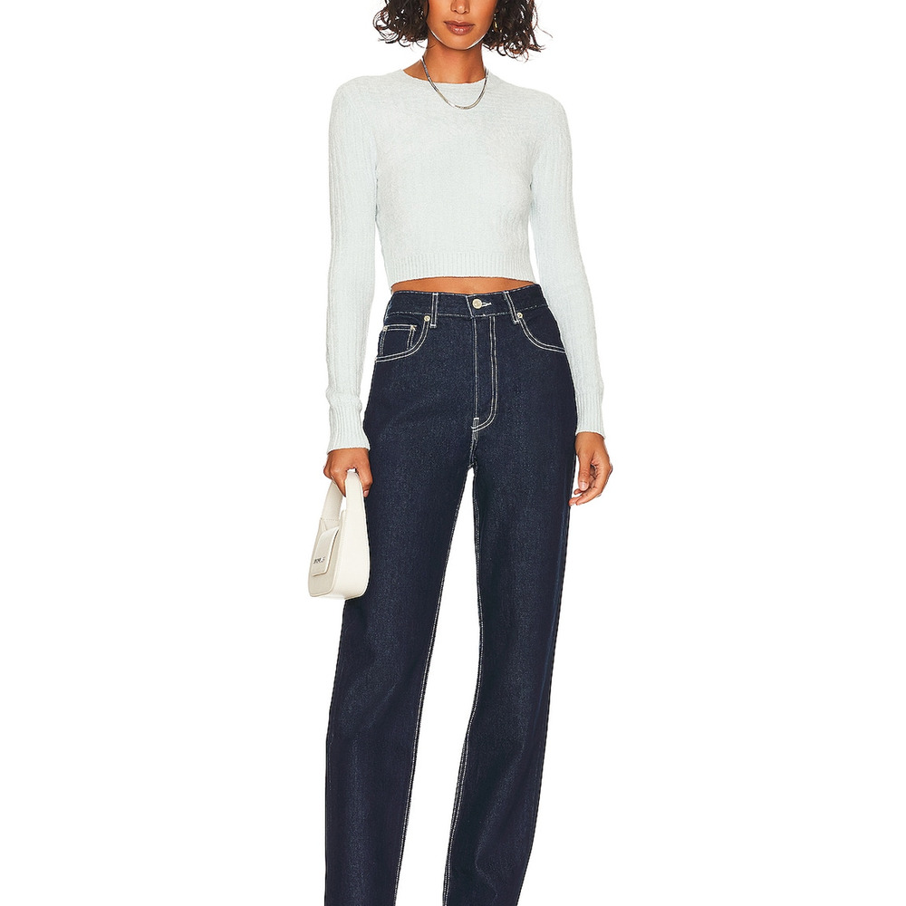 Joostricot Cozy Light Blue Long Sleeve Crop Sweater Size M